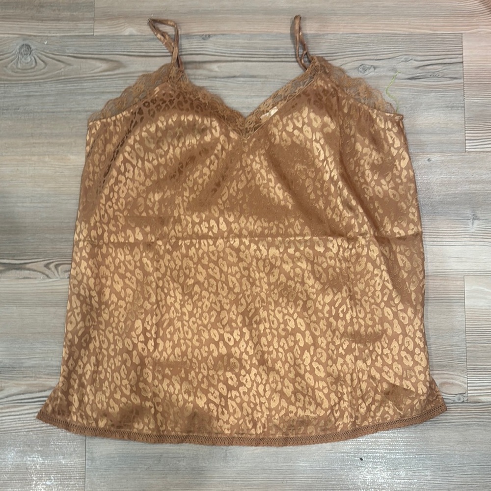 Leopard Print Lace Trim Cami Top